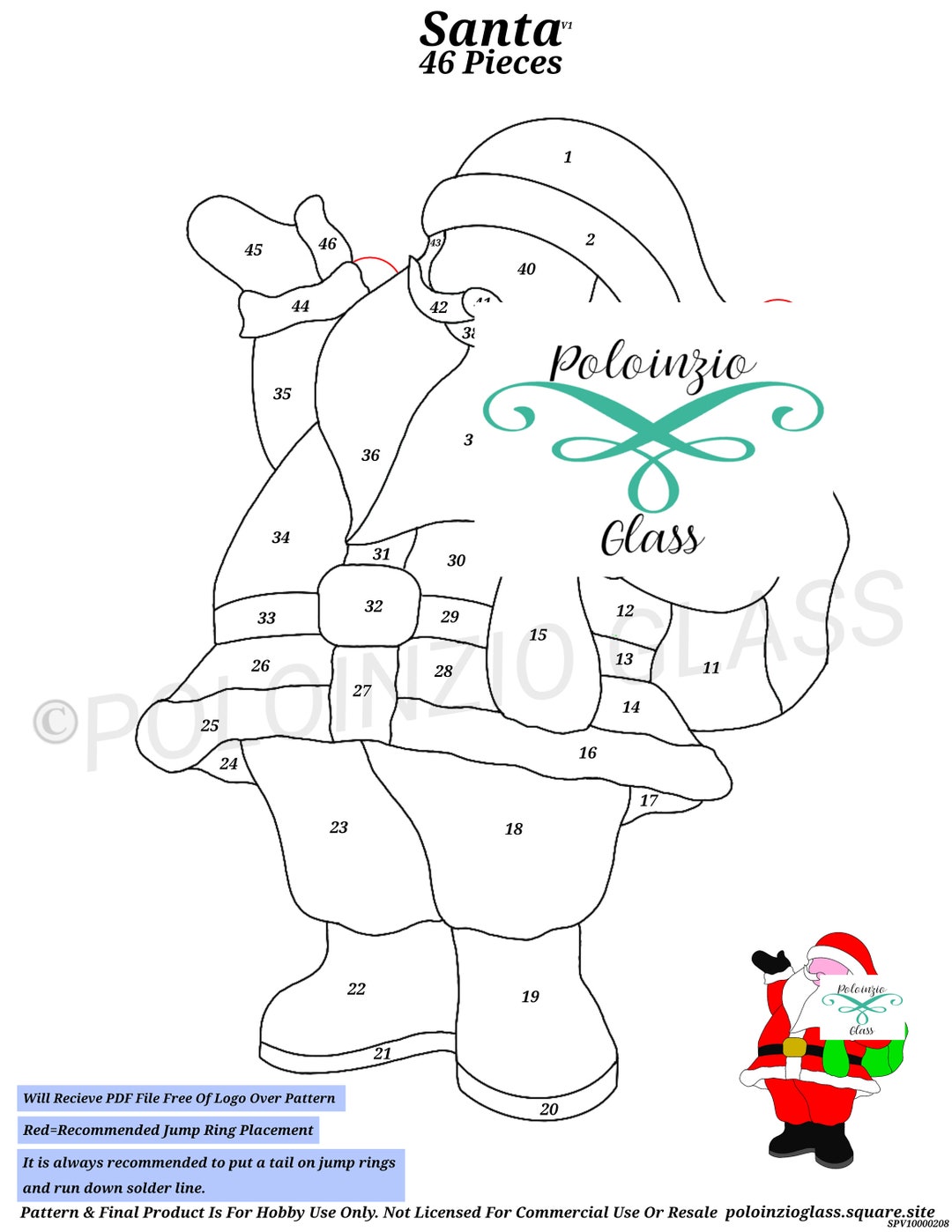 Santa Stained Glass Pattern Digital PDF Download - Etsy