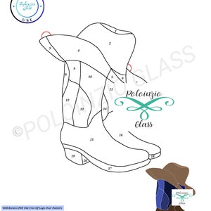 Cowboy/Cowgirl Western Boots and Hat Stained Glass Digital PDF PNG Download