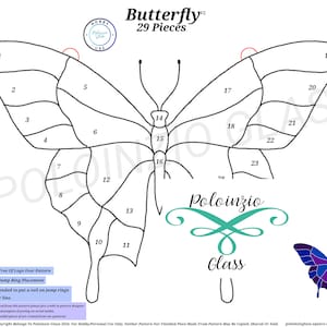 Butterfly Stained Glass Pattern Version 2 Hobby Use Digital PDF PNG Download