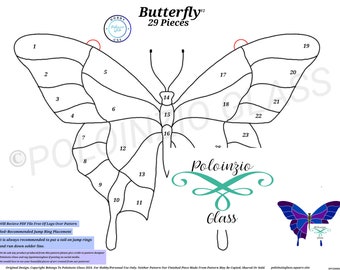 Butterfly Stained Glass Pattern Version 2 Hobby Use Digital PDF PNG Download