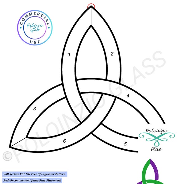 Celtic Triquetra Stained Glass Pattern Commercial or Hobby Use Digital PDF PNG Download