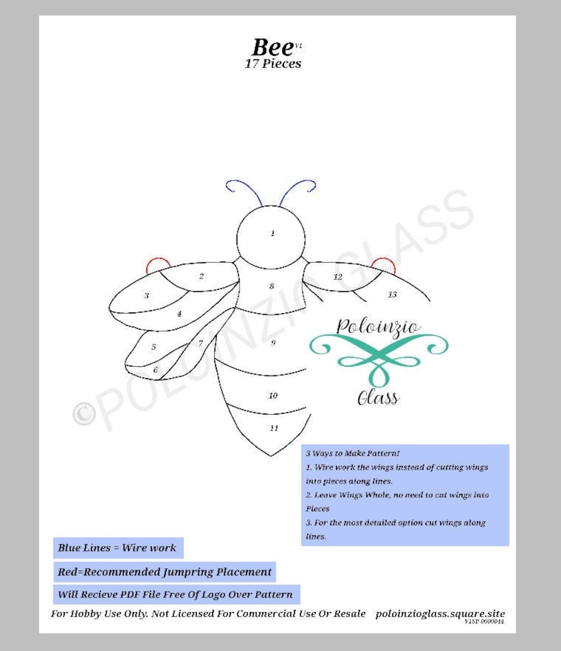 Honey Bee Stained Glass Pattern Download PDF - Etsy