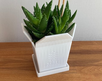 Chinese Takeout Box Flower Pot | Planter made of bioplastic in Chinese takeout box design | Plant pot | 3D printing | Large