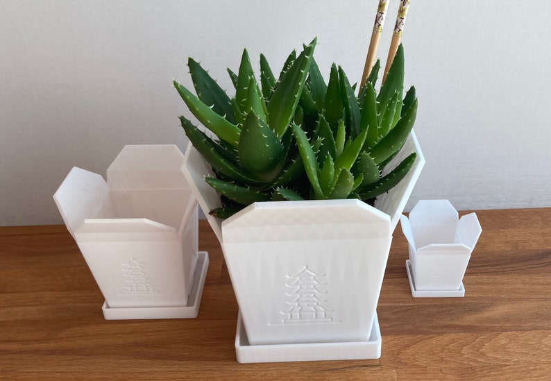 Chinesische Takeout Box Blumentopf Übertopf aus Bioplastik im chinesischen Takeout Box Design Pflanzentopf 3D-Druck Groß Bild 7