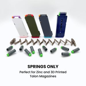 Magazine Springs for Nerf 3D-Printed Zinc/Talon/Katana Magazines - Full Length - 20, 40, 60 Pack