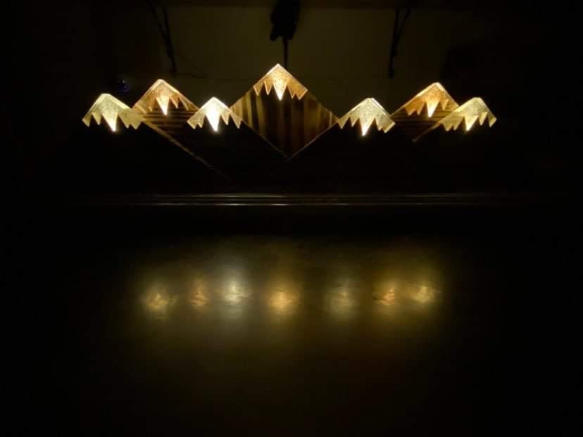 Lampe de Nuit Montagne Bois Résine Epoxy