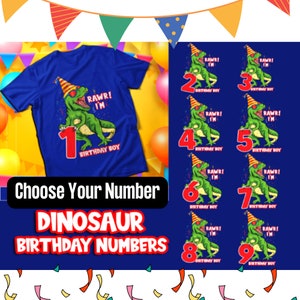 Dinosaur Birthday Boy Shirts, Ages 1-9 Birthday Shirt, T-rex Birthday Shirt, 4th Birthday boy Shirt, 2nd Birthday Boy Shirt, First Birthday
