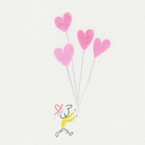 Set de 5 cartes cadeaux, 5 mini cards 5.5 x 8.5 cm, “With love”, illustration de Rodrigo Pareja, artiste basé en France.