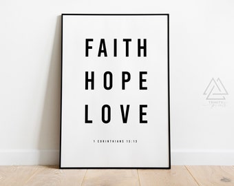 ESPERANÇA, FÉ, AMOR Decoração com impressão de parede