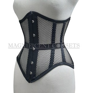 Mesh Corset Underbust Steel Boned Waist Trainer Conical Heavy Duty Black Curvy Corset