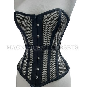 Overbust Mesh Corset Women's Waist Trainer Steel Boned Heavy Duty Waist Trainer Shaper Mesh Corset