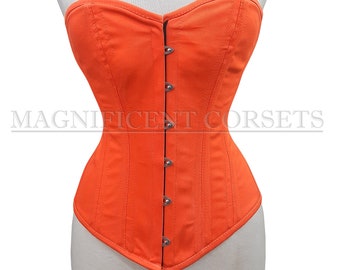 Orange Corset Women's Overbust Waist Trainer Double Steel Boned Heavy Duty Corset