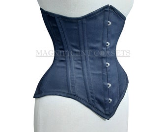 Women's Weight Loss Twill Cotton Underbust Corset Waist Trainer Double Steel Boned Heavy Duty Corset