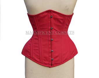 Hot Pink Corset Cotton Underbust Waist Trainer Double Steel Boned Waist Training Corset - Available in All Colors