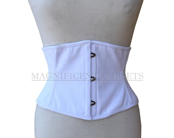 Cotton White Corset Women's Underbust Waist Trainer Corset Steel Boned  Waspie White Corset Heavy Duty Tight Lacing White Corset