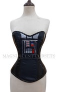 Darth Vader Corset , Star Wars Corset Overbust Tight Lacing PVC & Satin Double Steel Boned Black Star War Corset