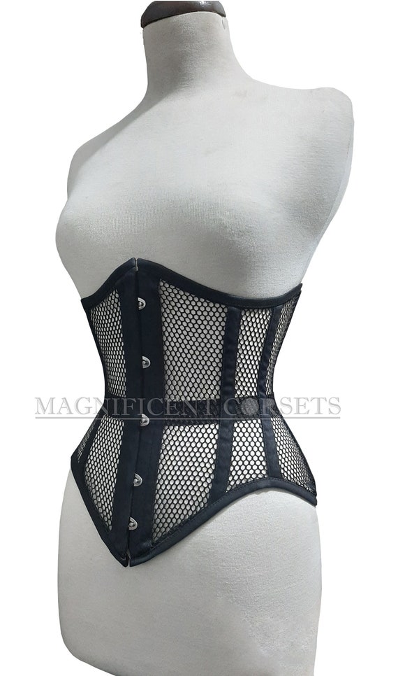 Mesh Corset Underbust Steel Boned Waist Trainer Conical Heavy Etsy