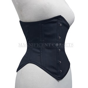 Cotton Corset Underbust Double Steel Boned Waist Trainer Conical Heavy Duty Black  Corset