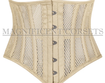 Mesh Waspie Corset , Heavy Duty Underbust Waist Trainer Steel Boned Cincher Skin Corset