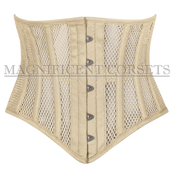 Mesh Waspie Corset , Heavy Duty Underbust Waist Trainer Steel Boned Cincher Skin Corset