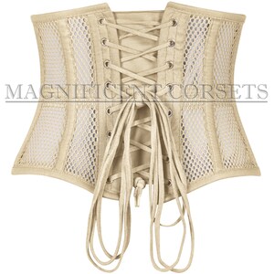 Mesh Waspie Corset , Heavy Duty Underbust Waist Trainer Steel Boned Cincher Skin Corset image 3