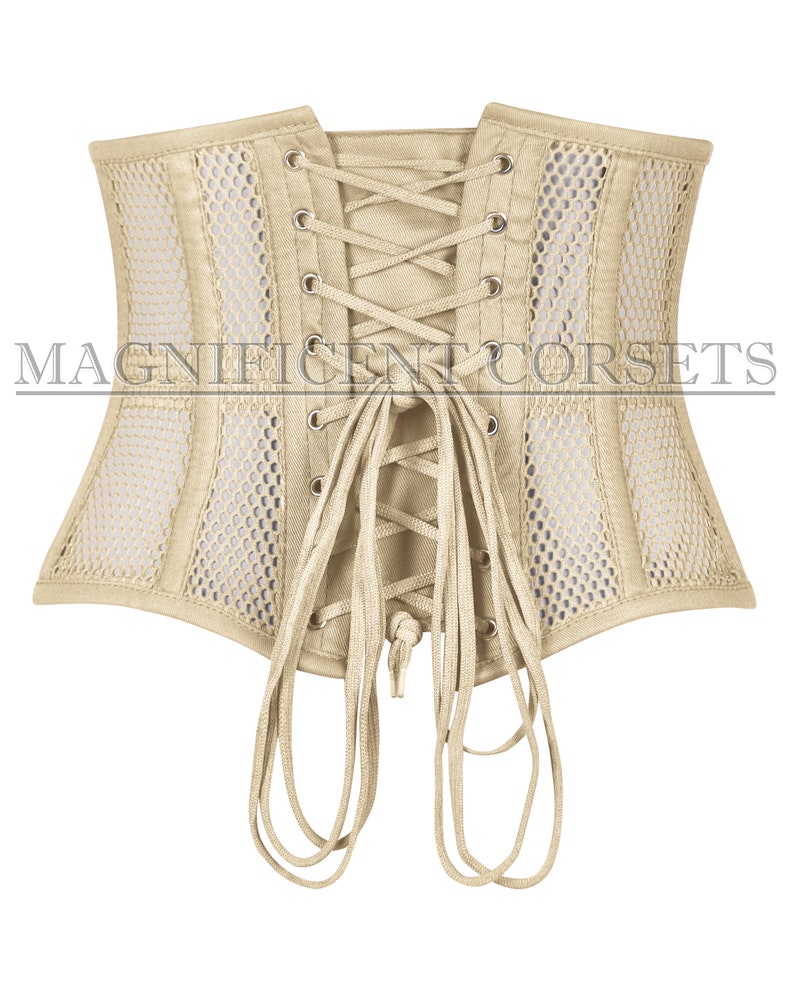 Mesh Waspie Corset , Heavy Duty Underbust Waist Trainer Steel Boned Cincher Skin Corset image 3