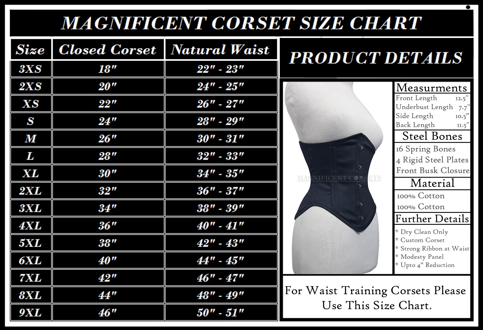 Women's Underbust Corset Waist Trainer Curvy Steel Boned Twill Cotton Corset  (3XS, Red - Black) at  Women's Clothing store
