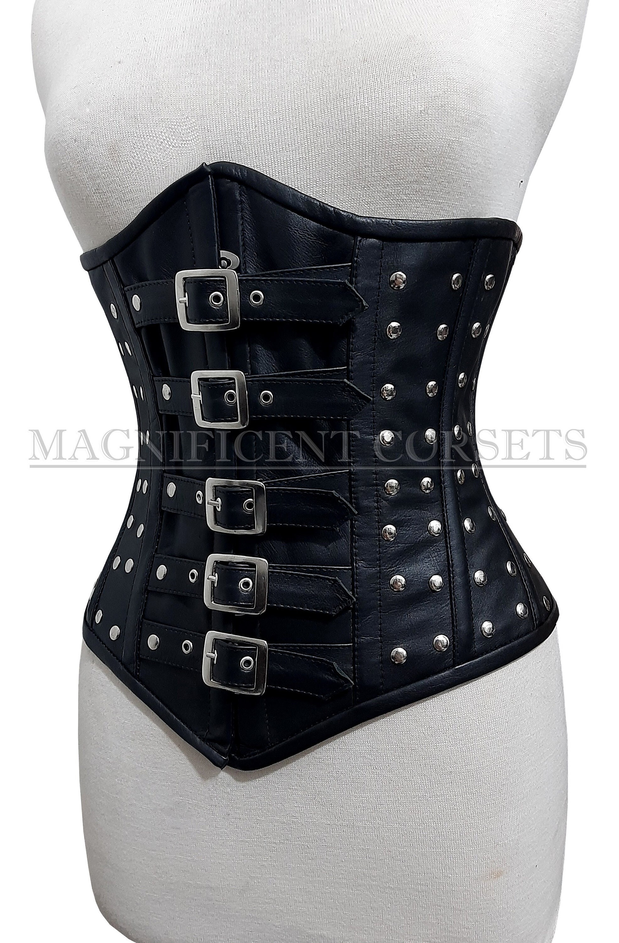 Faux Leather Waist Cincher Elastic Underbust Waspie Wide Belt – Charmian  Corset