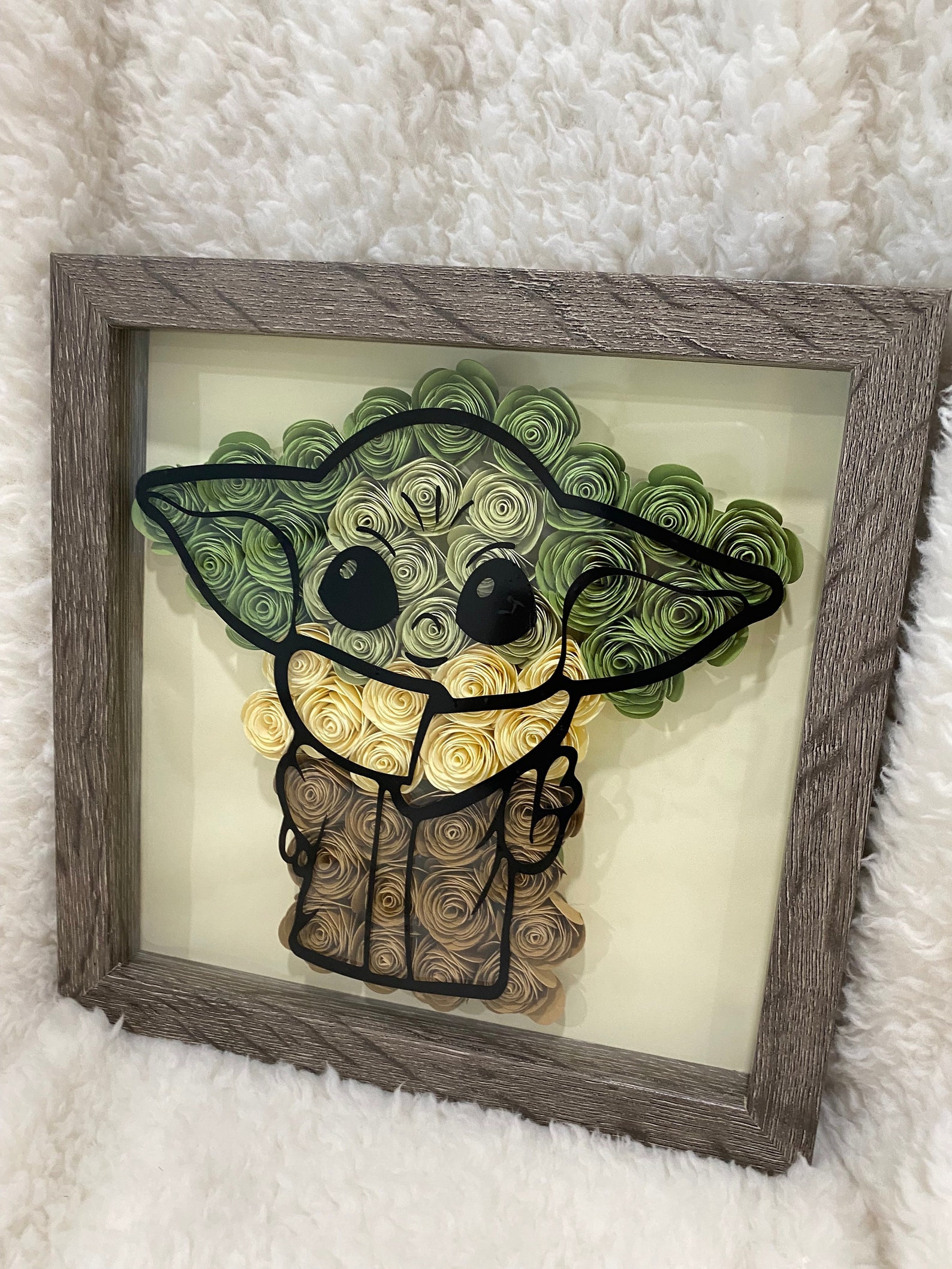 Baby Yoda Shadow Box Yoda Paper Flower Star Wars Frame Personalized