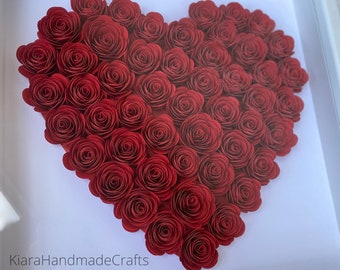 Heart Paper Flower Box | Gift for Mom | Shadow Box | Anniversary Gift | Mother&#39;s Day Gifts | Dia de Madres | Regalo para Mama, Aniversario