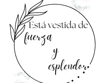 Esta vestida de fuerza y esplendor | Frases Biblicas Mujer | SVG PNG Cut Files for Cricut, Silohuette - Instant Download | Proverbios 31:25