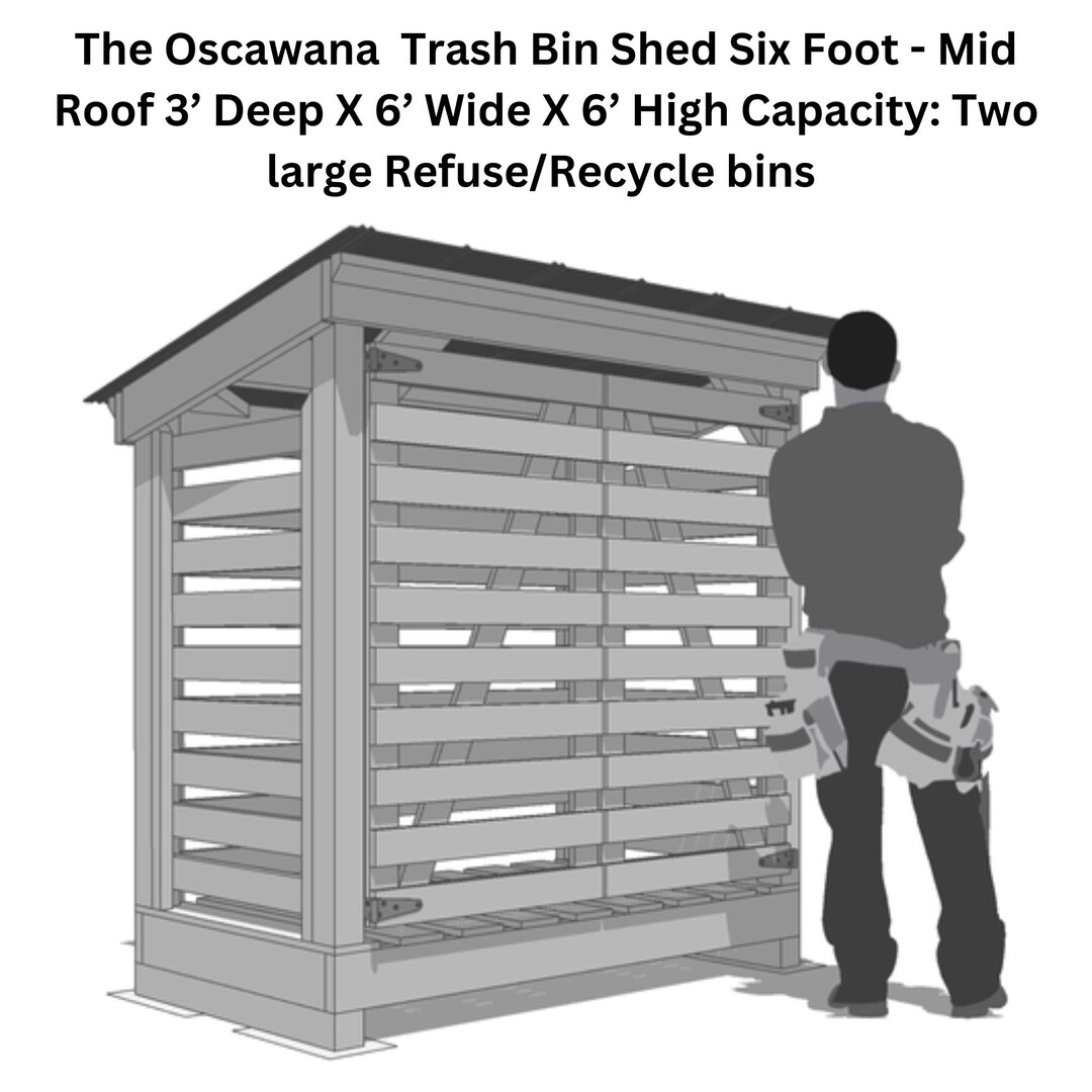 Woodworking Shed Plan for Trash Bin 3'X6'X'6 Trash Bin Storage, Kitchen