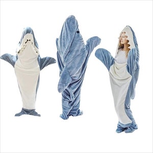 Manta de animales con cola de tiburón para niños. Manta de saco de dormir  de tiburón de felpa suave para niños con caja de regalo. Manta divertida de
