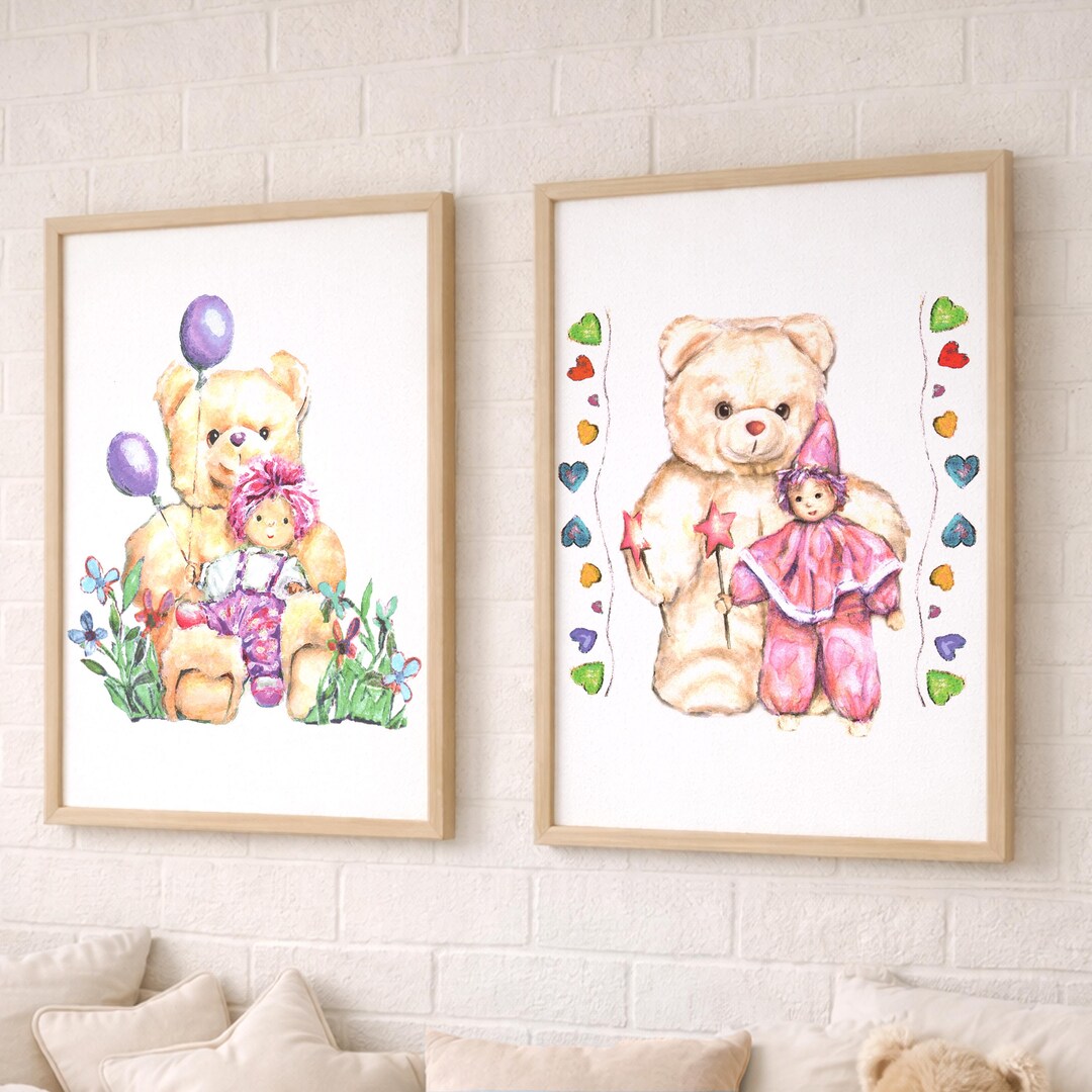 Set of 2 Fine Art Prints, Fairy & Teddy Bear Nursery Wall Art – Soft ...