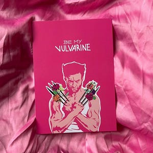 Be my Vulvarine - Karte zum Valentinstag feminist pink rosa Romance Wolverine love