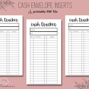 Cash Envelope Inserts, Cash Tracker Insert, Budget Tracker, Expense Tracker, Money Tracker