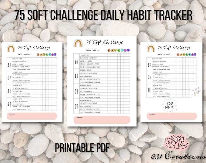 75 Soft Challenge Daily Task Tracker Printable - Etsy