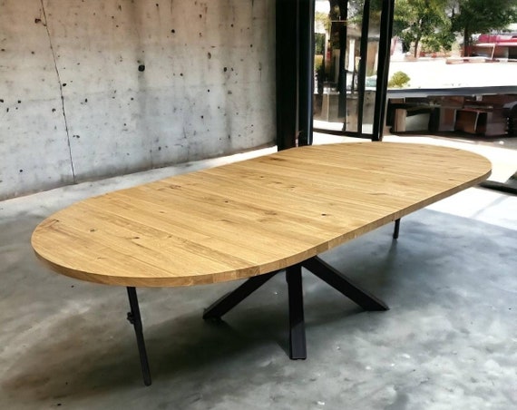 table ovale pied central - Meuble Loi