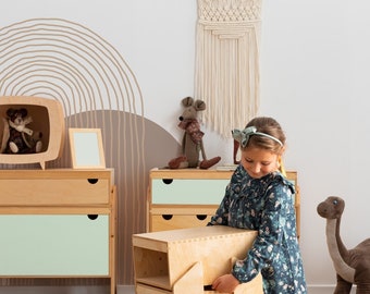 Colorful MONTESSORI KIDSROOM Plywood FURNITURE For Toys Storage - Nursery Storage Organizer Chest Of Drawers, Sideboard Cabinet, Shelf