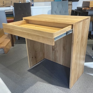 Small Oak Desk with Drawer, Solid and Chic Reception Counter,  Great for Small Offices, Shops or  Bedrooms