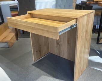 Small Oak Desk with Drawer, Solid and Chic Reception Counter,  Great for Small Offices, Shops or  Bedrooms