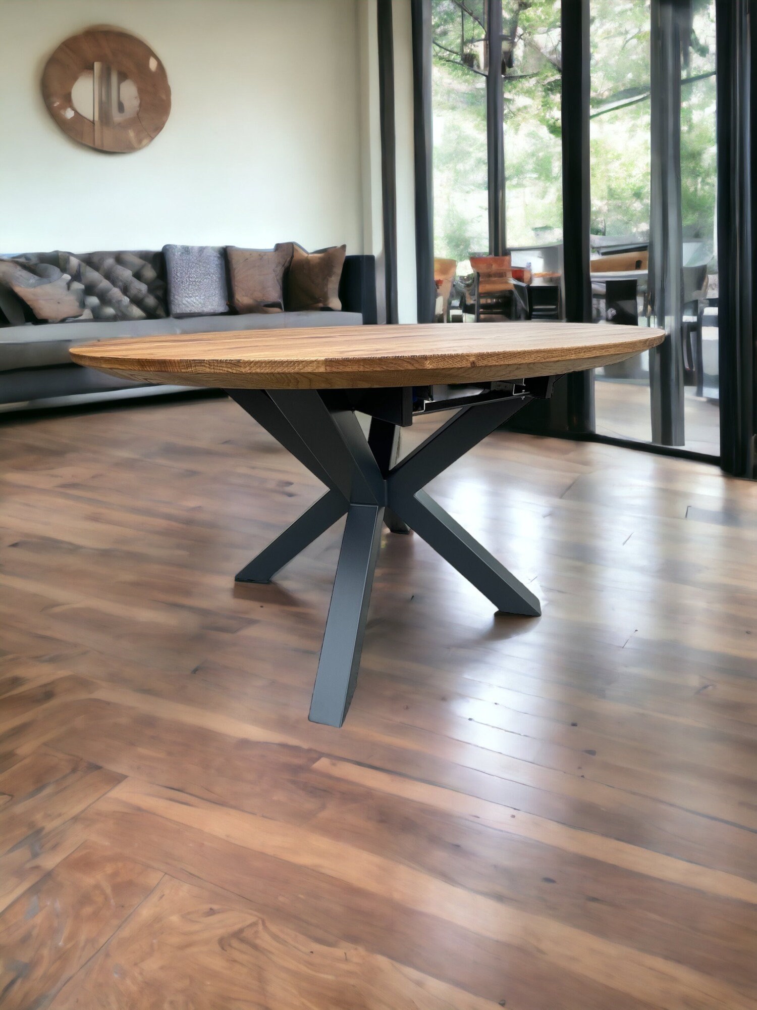 Expandable Round Table With Metal Legs, Round Dining Table, Extension ...