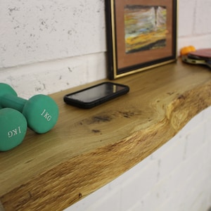 Solid OAK FLOATING SHELVES - Custom Natural Or Straight Edge - Rustic And Modern Wall Storage For Living Room, Kitchen Or Office
