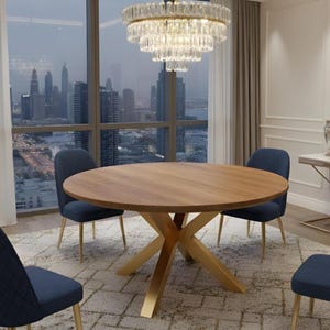 Expandable Oak Dining Table – Swiss Edge, Metal Legs