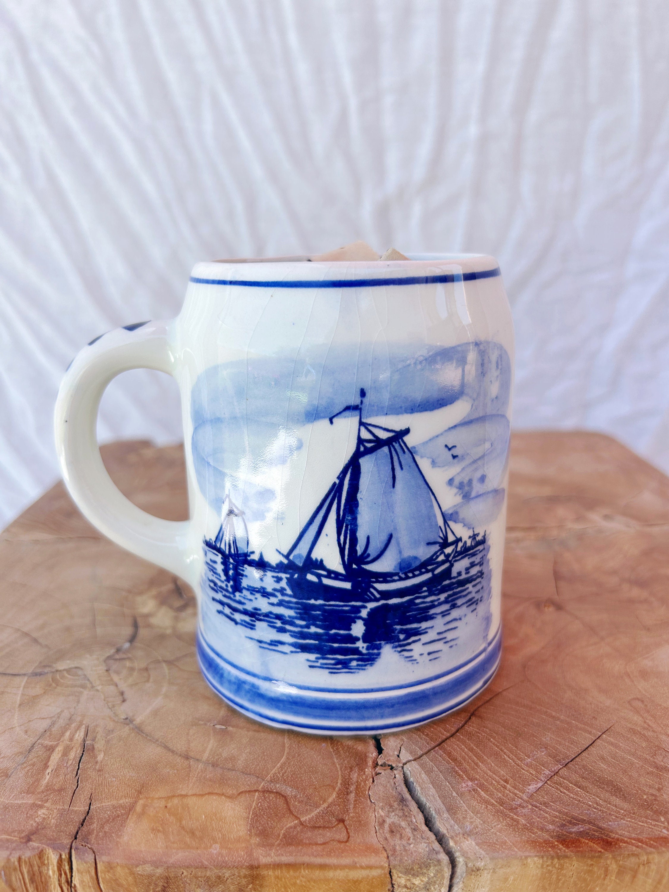 Vintage Blue and White Delfts Hand-painted Porcelain Coffee Mug “made ...