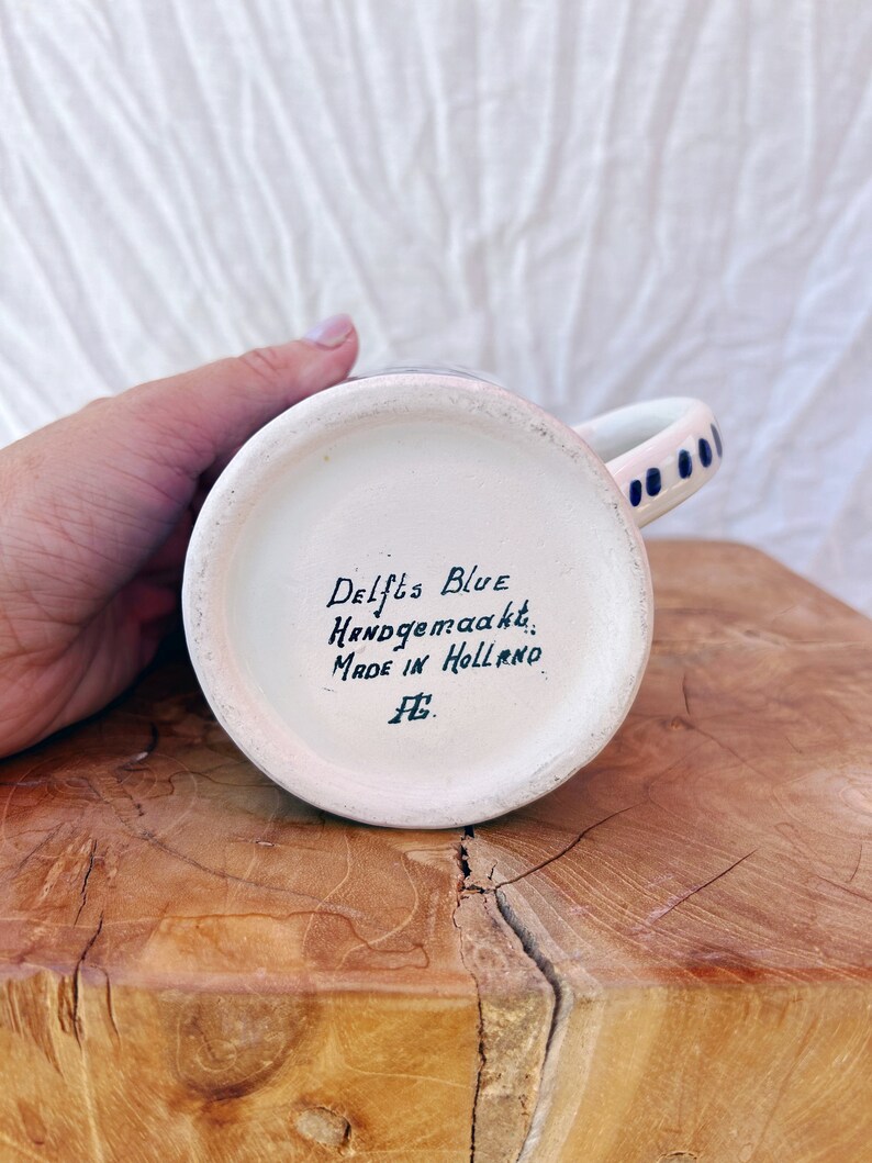 Vintage Blue and White Delfts Hand-painted Porcelain Coffee Mug “made ...