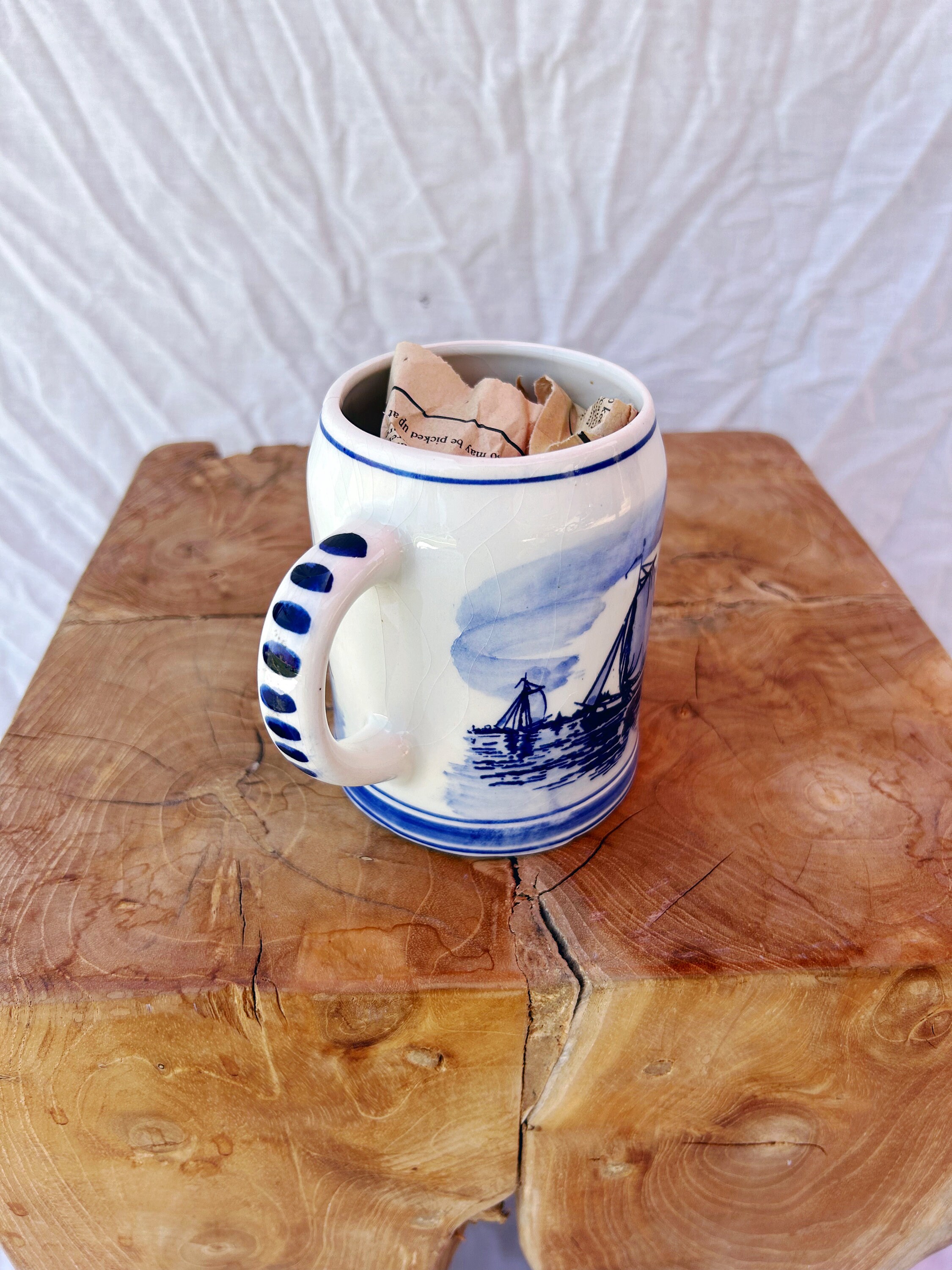 Vintage Blue and White Delfts Hand-painted Porcelain Coffee Mug “made ...