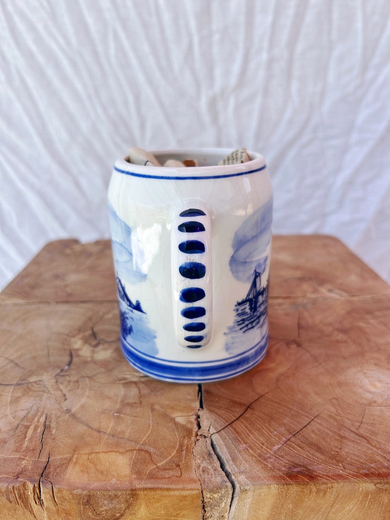 Vintage Blue and White Delfts Hand-painted Porcelain Coffee Mug “made ...
