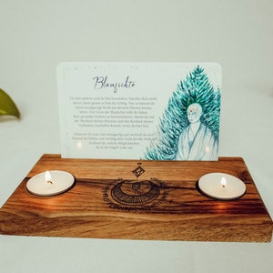 Holzaltar "CRYSTAL MOON" - Kartenhalter Holz, Teelichthalter, ätherisches Öl
