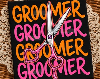 Dog Groomer Paw PNG - Sublimation Design Digital Download grooming dog puppy salon groomer job png design funny preppy dog groomer png file